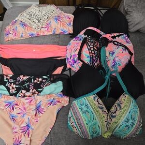 Floral and Patterned Bikini Set